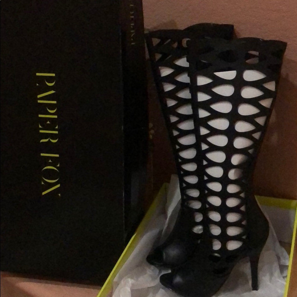 New Black Leather Boots